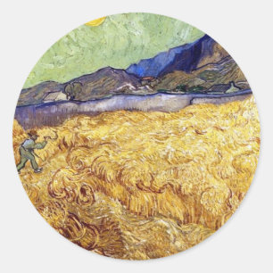 Vincent Van Gogh - Weizenfeld mit Schnitter und So Runder Aufkleber