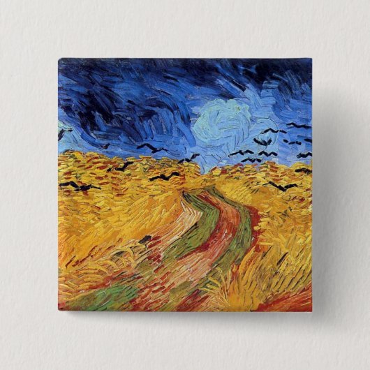 Vincent Van Gogh - Weizenfeld mit schwarzen Krähen Button (Vorderseite)