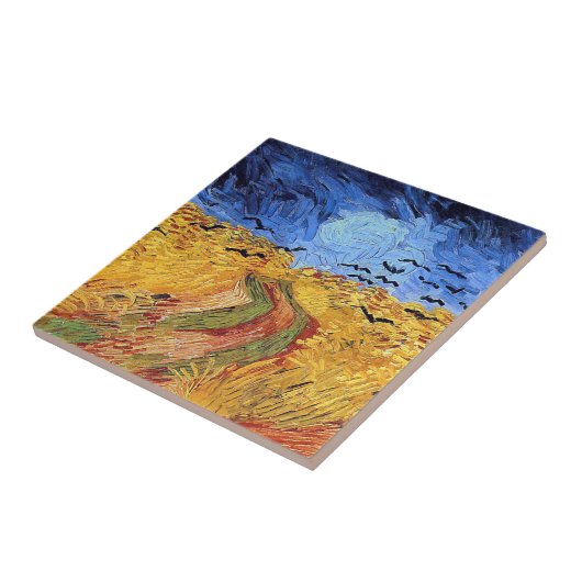 Vincent Van Gogh - Weizenfeld mit schwarzen Krähen Fliese (Seite)