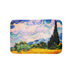 Vincent Van Gogh Weizenfeld mit Zypressen  Badematte