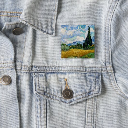 Vincent Van Gogh - Weizenfeld mit Zypressen Button (Beispiel)