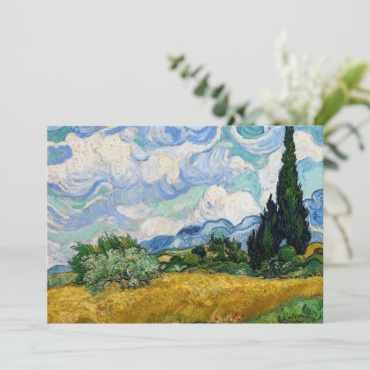 Vincent Van Gogh - Weizenfeld mit Zypressen Einladung (Stehend Vorderseite)