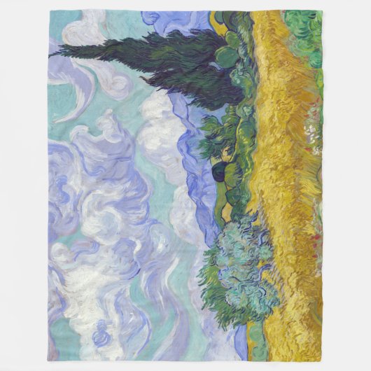 Vincent Van Gogh - Weizenfeld mit Zypressen Fleecedecke (Vorderseite)