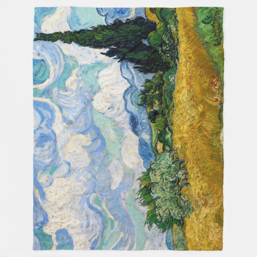 Vincent Van Gogh - Weizenfeld mit Zypressen Fleecedecke (Vorderseite)