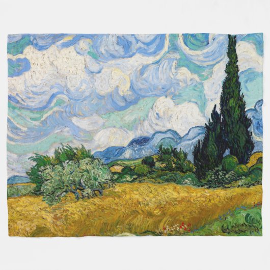 Vincent Van Gogh - Weizenfeld mit Zypressen Fleecedecke (Vorderseite (Horizontal))