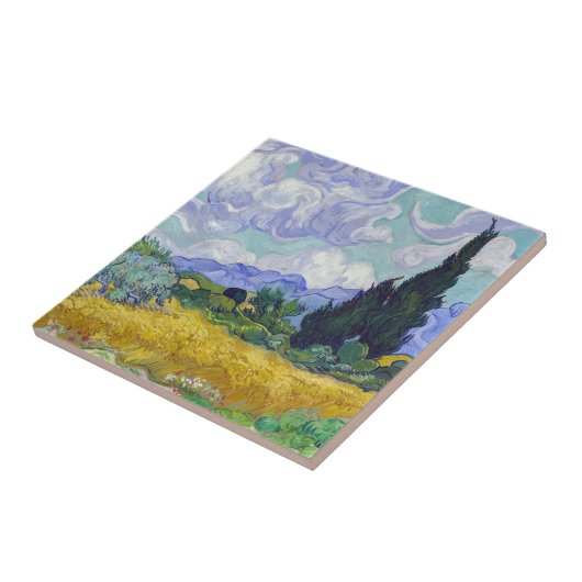Vincent Van Gogh - Weizenfeld mit Zypressen Fliese (Seite)