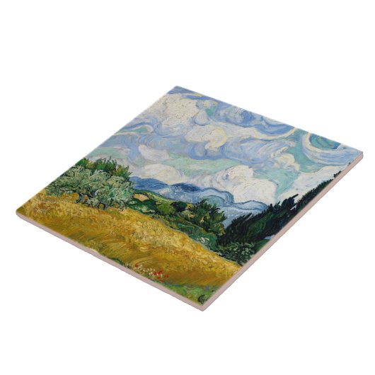 Vincent van Gogh - Weizenfeld mit Zypressen Fliese (Seite)
