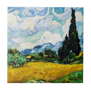 Vincent Van Gogh Weizenfeld mit Zypressen Fliese