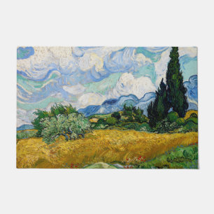 Vincent Van Gogh - Weizenfeld mit Zypressen Fußmatte