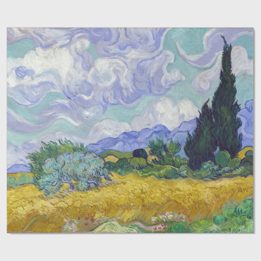 Vincent Van Gogh - Weizenfeld mit Zypressen Geschenkpapier (Flach)