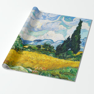 Vincent Van Gogh Weizenfeld mit Zypressen Geschenkpapier