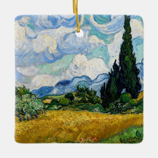 Vincent Van Gogh - Weizenfeld mit Zypressen Keramikornament (Vorderseite)