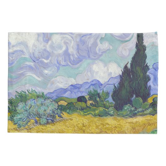 Vincent Van Gogh - Weizenfeld mit Zypressen Kissenbezug (Rückseite)