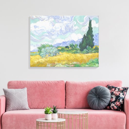 Vincent Van Gogh, Weizenfeld mit Zypressen Leinwanddruck (Insitu (Wohnzimmer))