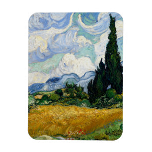 Vincent Van Gogh Weizenfeld mit Zypressen Magnet