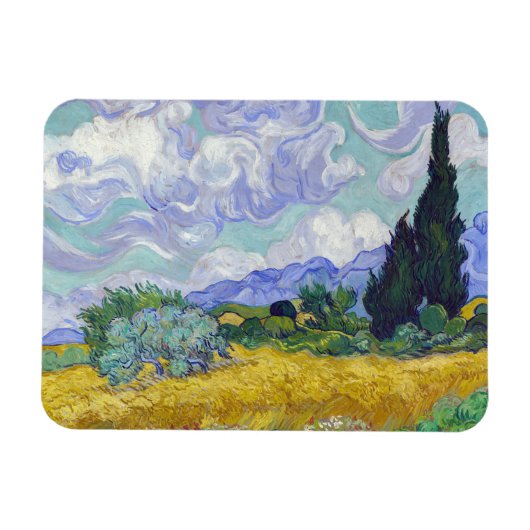 Vincent Van Gogh - Weizenfeld mit Zypressen Magnet (Horizontal)