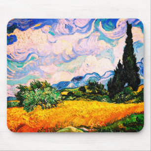 Vincent Van Gogh Weizenfeld mit Zypressen Mousepad