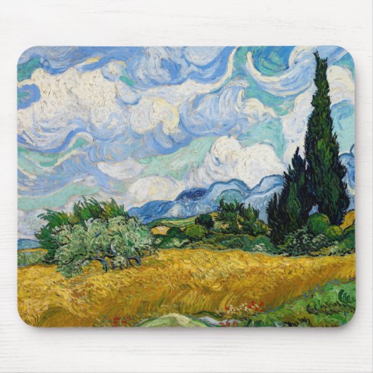 Vincent Van Gogh - Weizenfeld mit Zypressen Mousepad (Vorne)