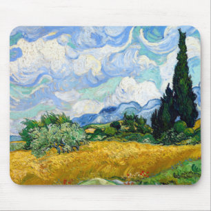 Vincent van Gogh Weizenfeld mit Zypressen Mousepad