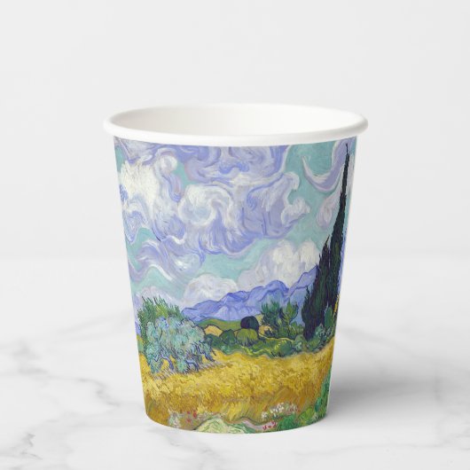 Vincent Van Gogh - Weizenfeld mit Zypressen Pappbecher (Rückseite)