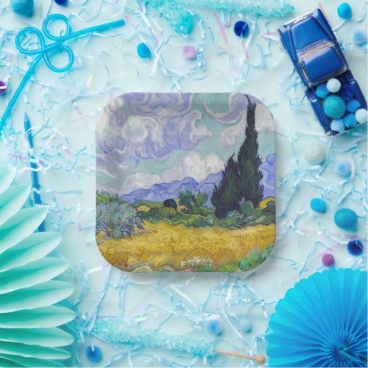 Vincent Van Gogh - Weizenfeld mit Zypressen Pappteller (Party)