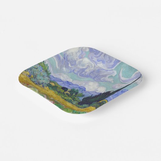 Vincent Van Gogh - Weizenfeld mit Zypressen Pappteller (Gewinkelt)