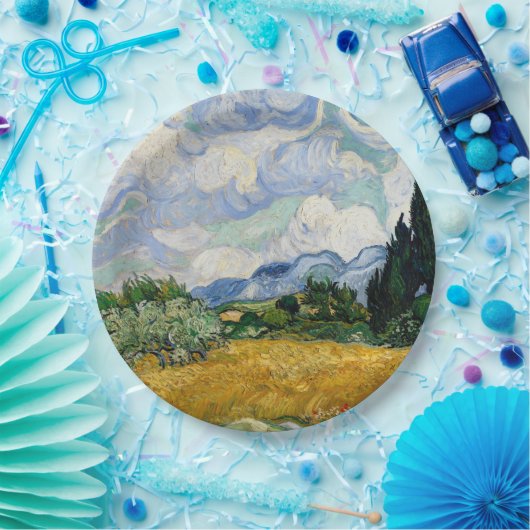 Vincent Van Gogh Weizenfeld mit Zypressen Pappteller (Party)