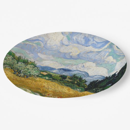 Vincent Van Gogh Weizenfeld mit Zypressen Pappteller (Schrägansicht)