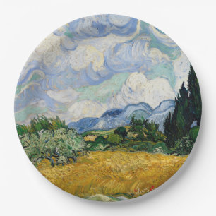 Vincent Van Gogh Weizenfeld mit Zypressen Pappteller