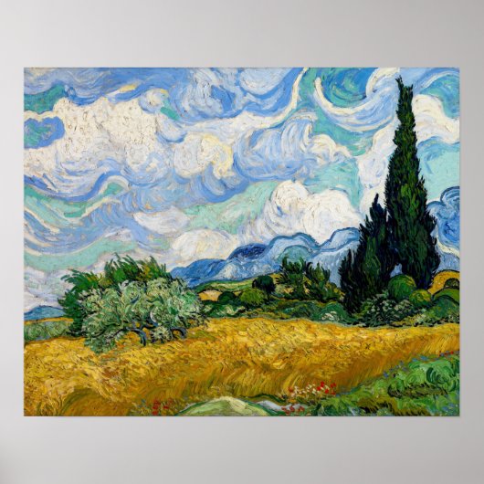 Vincent Van Gogh - Weizenfeld mit Zypressen Poster (Vorne)