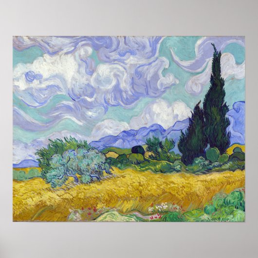 Vincent Van Gogh - Weizenfeld mit Zypressen Poster (Vorne)