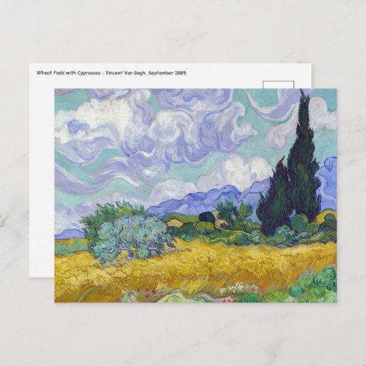 Vincent Van Gogh - Weizenfeld mit Zypressen Postkarte (Vorne/Hinten)