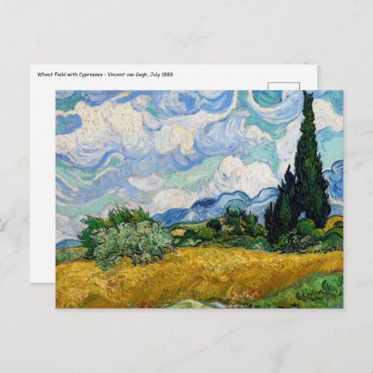 Vincent Van Gogh - Weizenfeld mit Zypressen Postkarte (Vorne/Hinten)