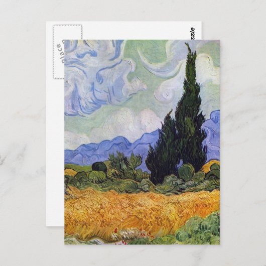 Vincent van Gogh - Weizenfeld mit Zypressen Postkarte (Vorne/Hinten)
