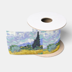 Vincent Van Gogh - Weizenfeld mit Zypressen Satinband