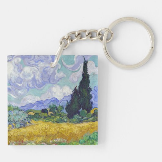 Vincent Van Gogh - Weizenfeld mit Zypressen Schlüsselanhänger (Rückseite)