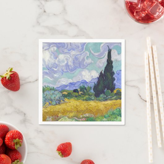 Vincent Van Gogh - Weizenfeld mit Zypressen Serviette (Beispiel)