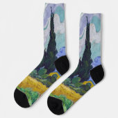Vincent Van Gogh - Weizenfeld mit Zypressen Socken (Linkes Detail)