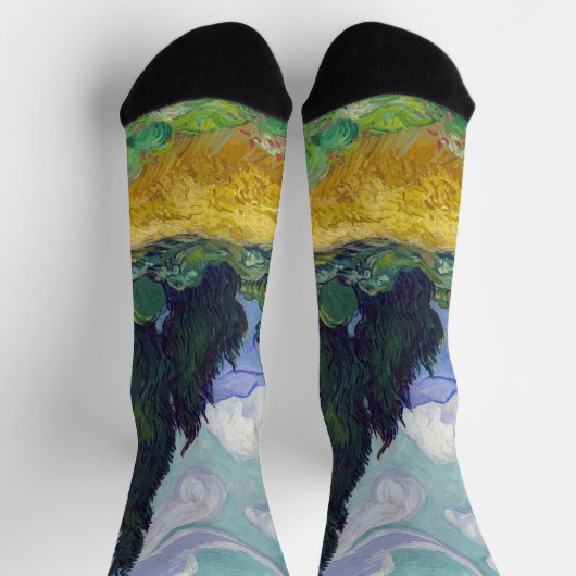 Vincent Van Gogh - Weizenfeld mit Zypressen Socken (Oben)