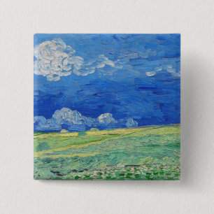 Vincent van Gogh - Weizenfelder unter Gewitterwolk Button