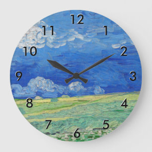 Vincent van Gogh - Weizenfelder unter Gewitterwolk Große Wanduhr