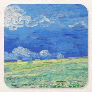 Vincent van Gogh - Weizenfelder unter Gewitterwolk Rechteckiger Pappuntersetzer