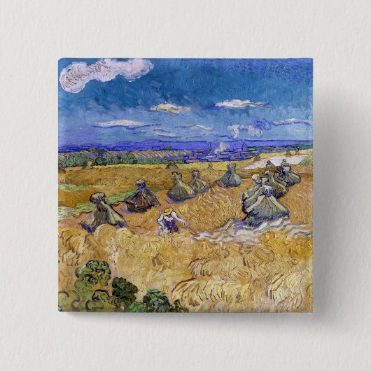 Vincent van Gogh - Weizenstapel mit Schnittern Button (Vorderseite)