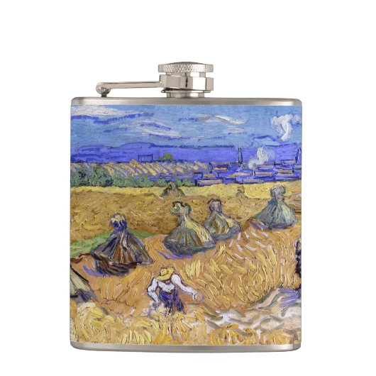 Vincent van Gogh - Weizenstapel mit Schnittern Flachmann (Vorderseite)