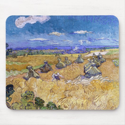Vincent van Gogh - Weizenstapel mit Schnittern Mousepad (Vorne)