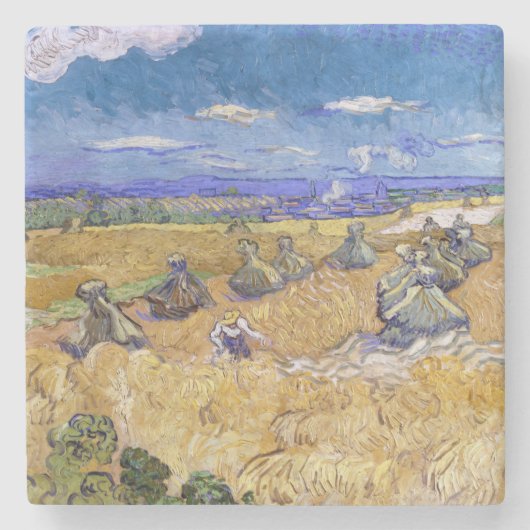 Vincent van Gogh - Weizenstapel mit Schnittern Steinuntersetzer (Vorderseite)