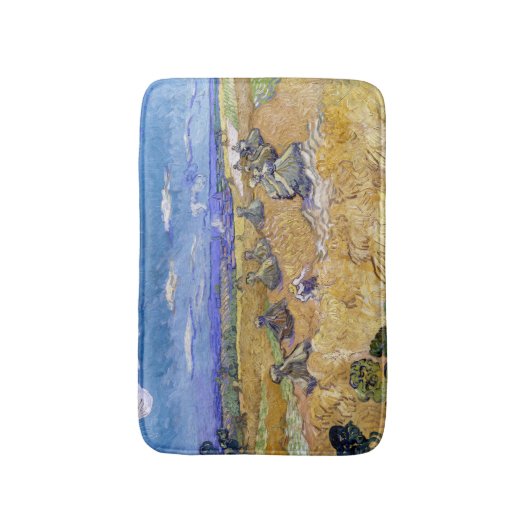 Vincent van Gogh - Weizenstapel mit Sensenmännern Badematte (Vorderseite Vertikal)