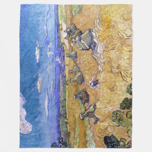 Vincent van Gogh - Weizenstapel mit Sensenmännern Fleecedecke (Vorderseite)