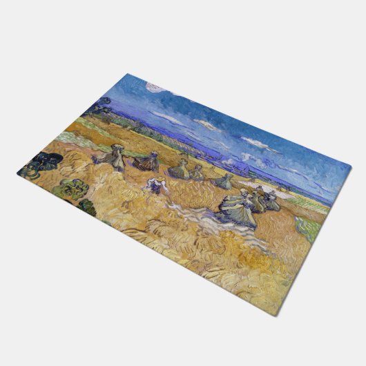 Vincent van Gogh - Weizenstapel mit Sensenmännern Fußmatte (Schrägansicht)