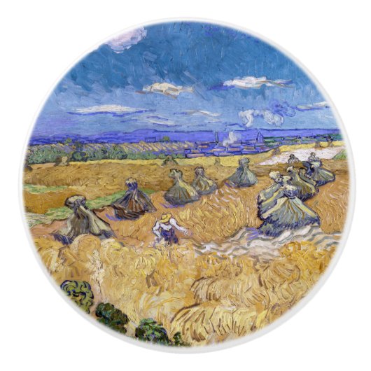 Vincent van Gogh - Weizenstapel mit Sensenmännern Keramikknauf (Vorderseite)